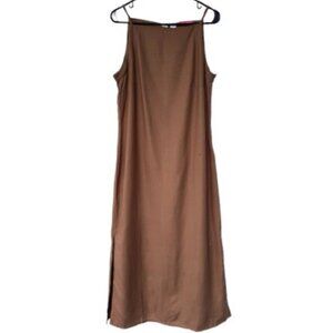 Lefties sleeveless maxi dress brown women's size L NWT